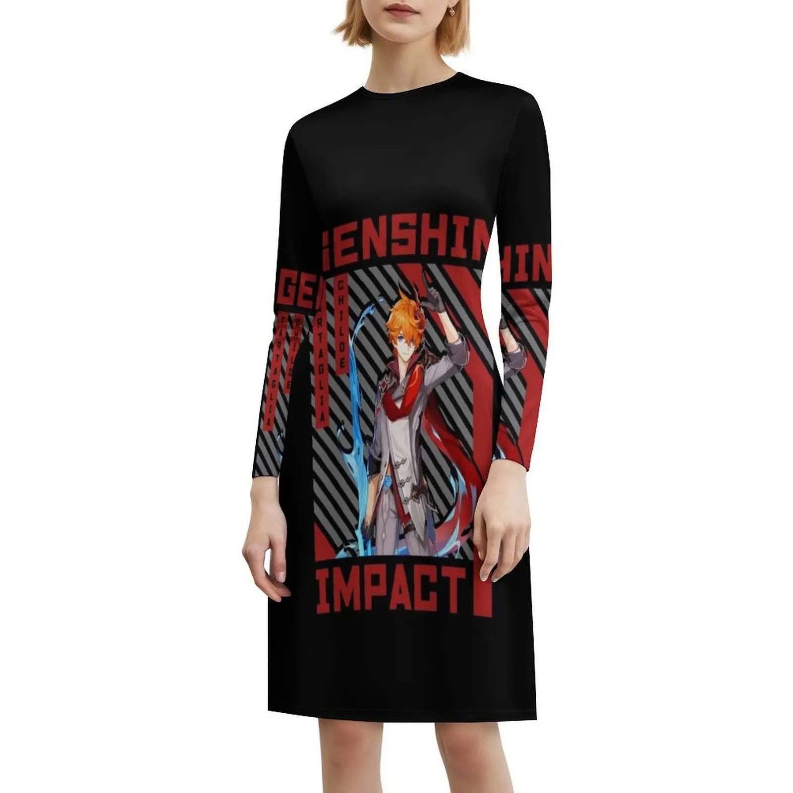 فستان Tartaglia Genshin Impact Bohemian بدون أكمام متعدد الطباعة لحفلات عطلة الشاطئ فستان Genshin Impact Genshin Impact Anime #6