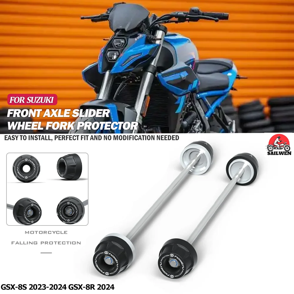 For Suzuki GSX-8S GSX-8R Front Rear Wheel Axle Fork Crash Slider Motorcycle Stand Screw Swingarm Spools 2023-2024