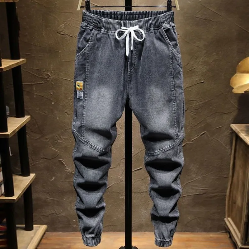 Spring Autumn Cargo Jeans Men Y2k Baggy Jeans Streetwear Hip Hop Trouser Elastic Waist Pockets Casual Denim Pants Men Clothing