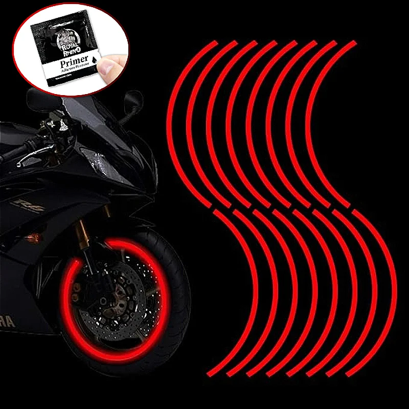 

1Set Racing Stripe for 17-18inch Rims Reflective Motorcycle Wheel Stickers Hub Vinyl Decals and Adhesion Promoter Waterproof