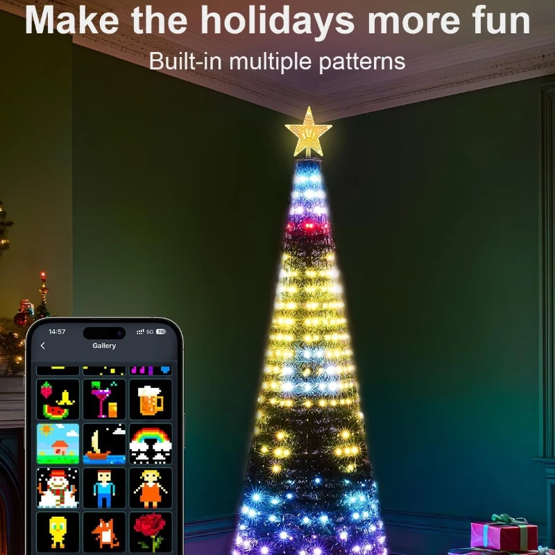 زينة ليلة رأس السنة 400LED شجرة عيد الميلاد الذكية ضوء DIY بها بنفسك الرسوم المتحركة اللون تغيير ضوء زينة عيد الميلاد 2025 #4