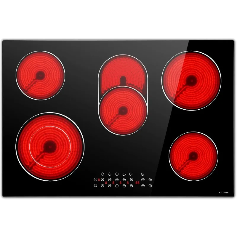 

Electric Cooktop 30 Inch 5 Burners Electric Stove Top, Built-in Electric Radiant Ceramic Cooktop with Sensor Touch Control