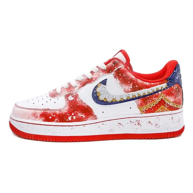 

[Custom Women's Chinese-style Forbidden City red, white and blue]Nike Air Force 1 Air Force 1 Anti Slip Wear Resistant Low To