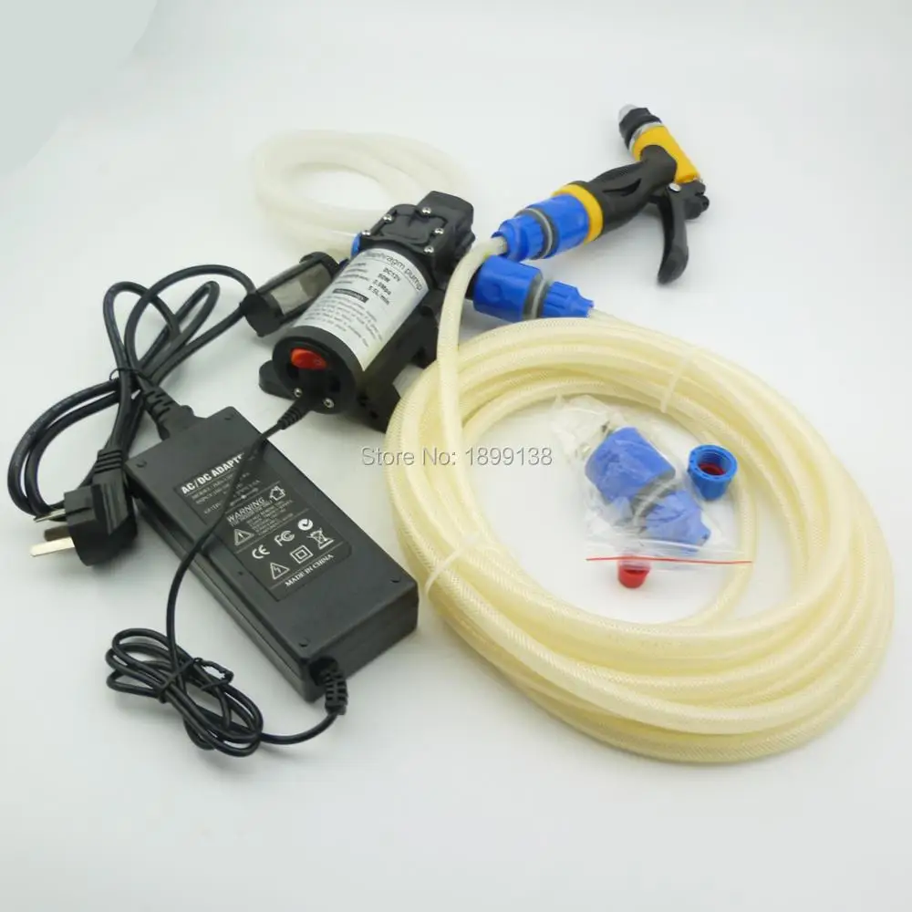 with 100-240v power adapter, 80W high pressure Portable 12v car washer automatic pressure control 5.5L/min