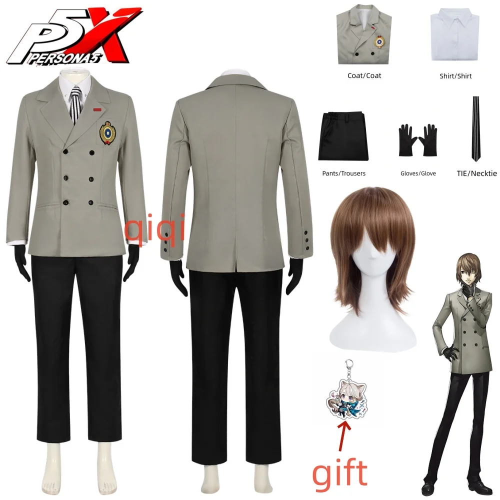 Persona 5 Cosplay P5 Goro Akechi Uniforme Sв, Costume Trempé, Tenue d'Halloween pour Femmes et Hommes