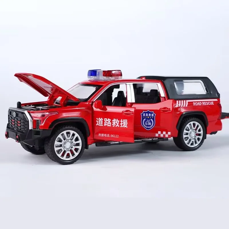 1/32 Tundra Alloy Pickup Car Model Diecast Metal Police Off-Road Vehicles Car Model Simulation Sound and Light Children Toy Gift