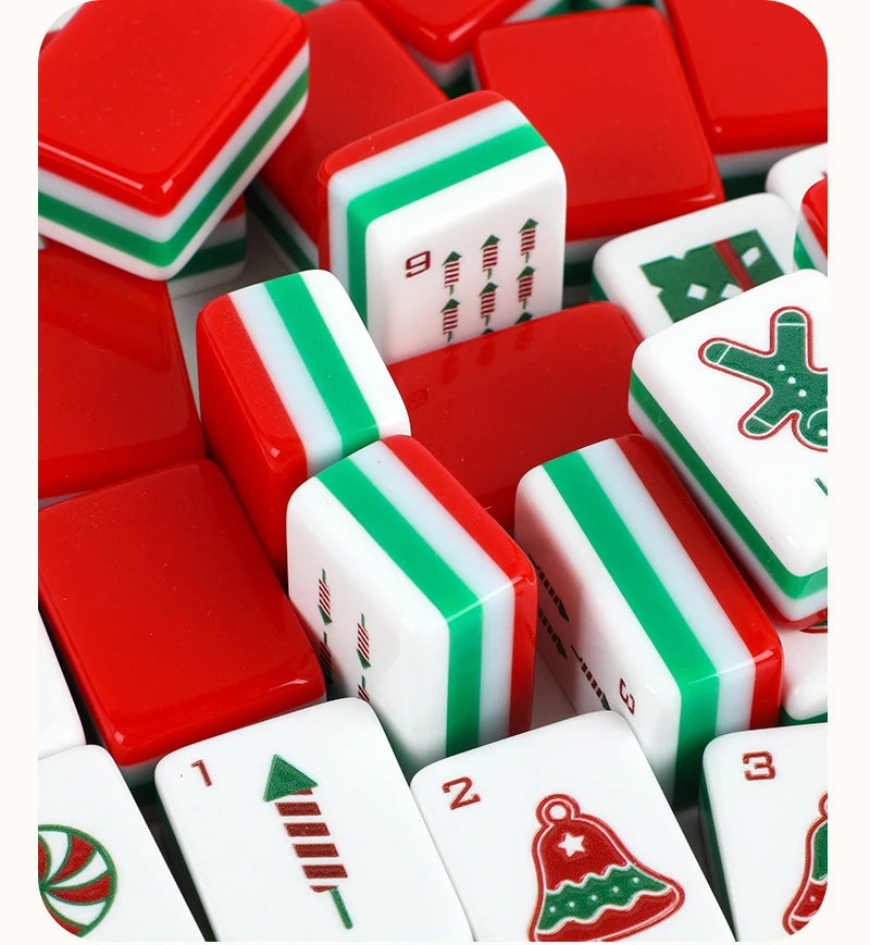 LANJO Wholesale christmas american mahjong tiles 32mm 160pcs Christmas Mahjong Tile Set Holiday Game Night Table Game