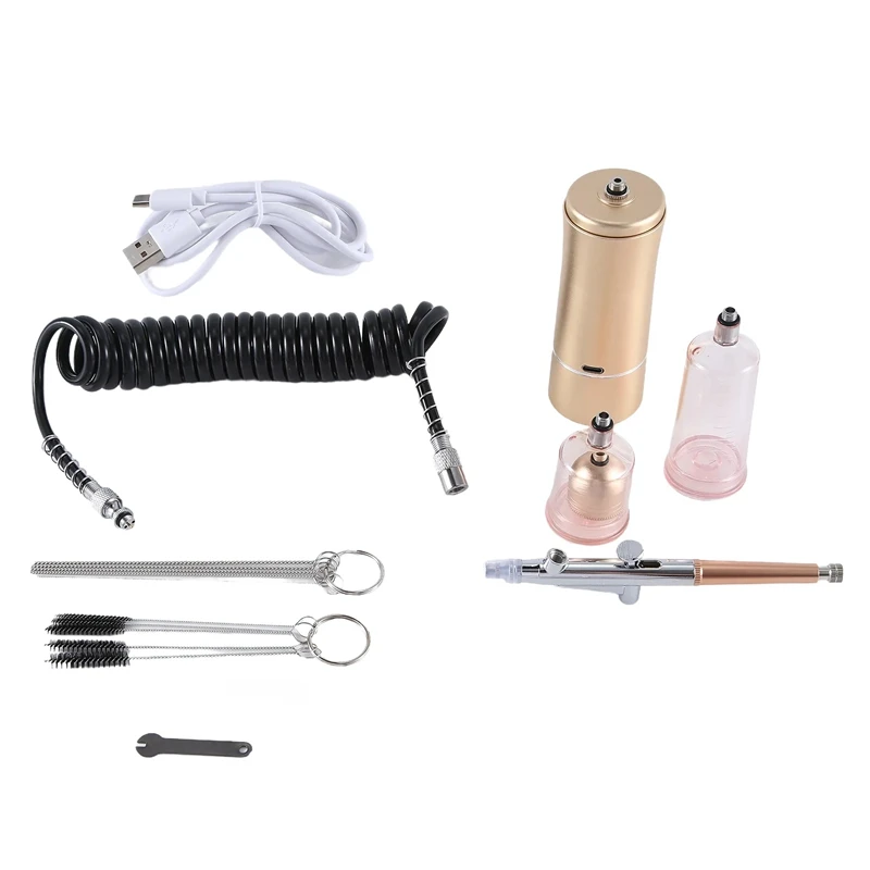 Airbrush Kit With Compressor Airbrush Cleaning Brushes For DIY Painting, Art Champagne