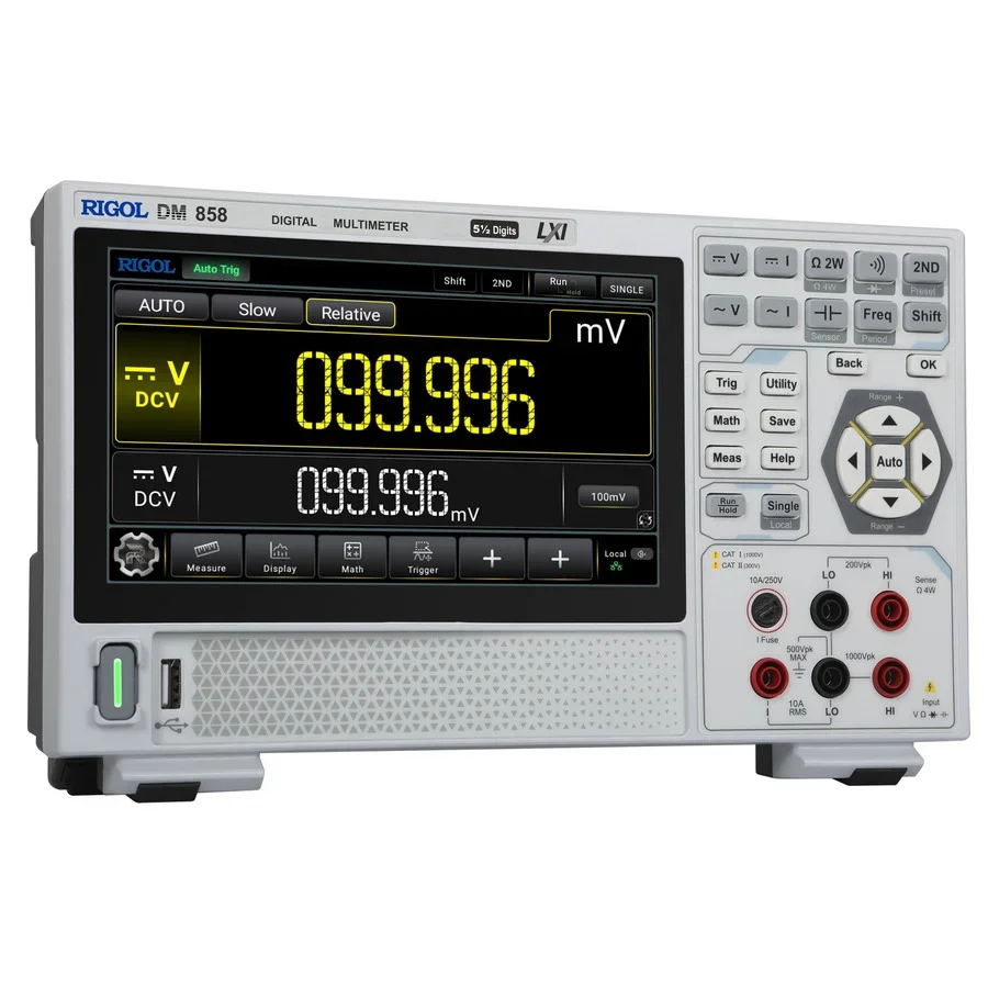 Rigol DM858 True RMS Compact Benchtop Multimeter 5.5 Dig Resolution 125 Rdgs/s 7'' Color Touch Screen 120000 Display Count