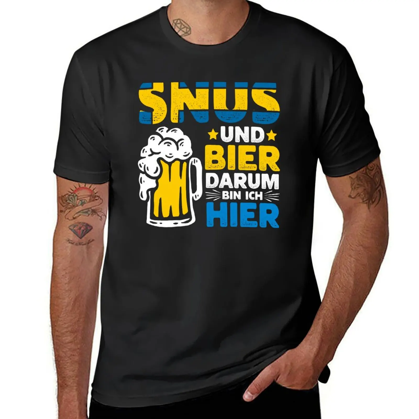 Schwedischer Snus Bier Kautabak T-Shirt summer tops for a boy anime clothes customizeds workout shirts for men