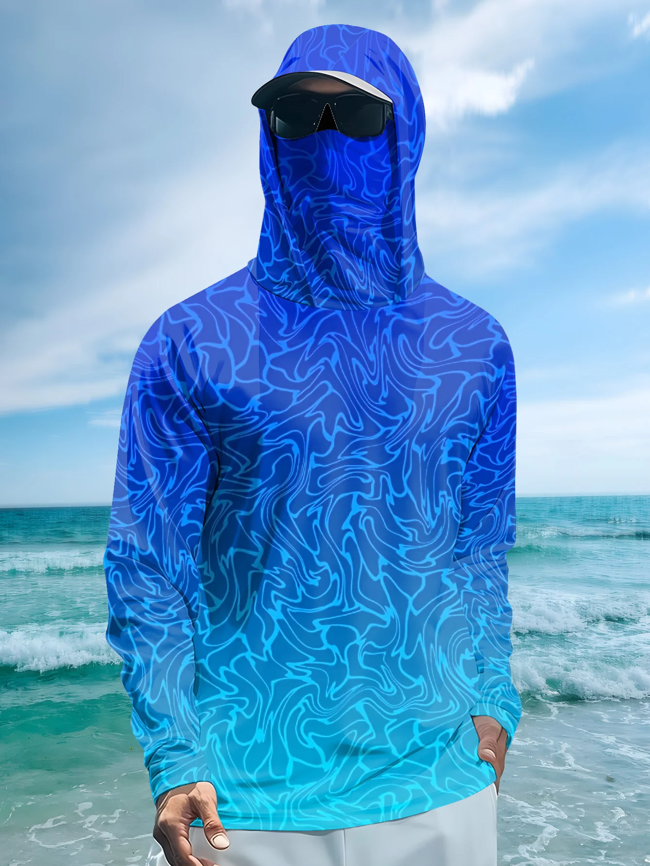 Men's Hooded Fishing Clothing with UV Protection Suitable for Hiking Comfortable and Breathable Fishing Attire image 2