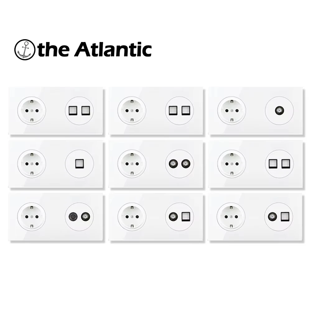 

Настенный источник питания европейского стандарта, ТВ-сигнал, ТВ RJ45 Cat5e, компьютерный телефон Cat3, розетка для спутниковой антенны, разъем для передачи данных, белый, 172 мм * 86 мм