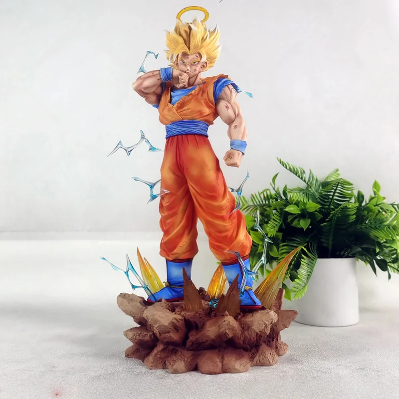 

Bandai Dragon Ball Super Saiyan 2 Songoku Cool Action Figure Pvc Statue Lighted Base Anime Merchandise Decoration For Collectors