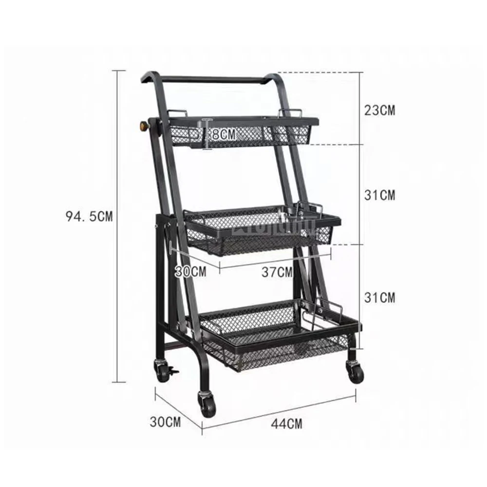 Kitchen Adjustable Organizer for Utensils & Dishes Food Storage Rack Stall Trolley Multifunctional Movable