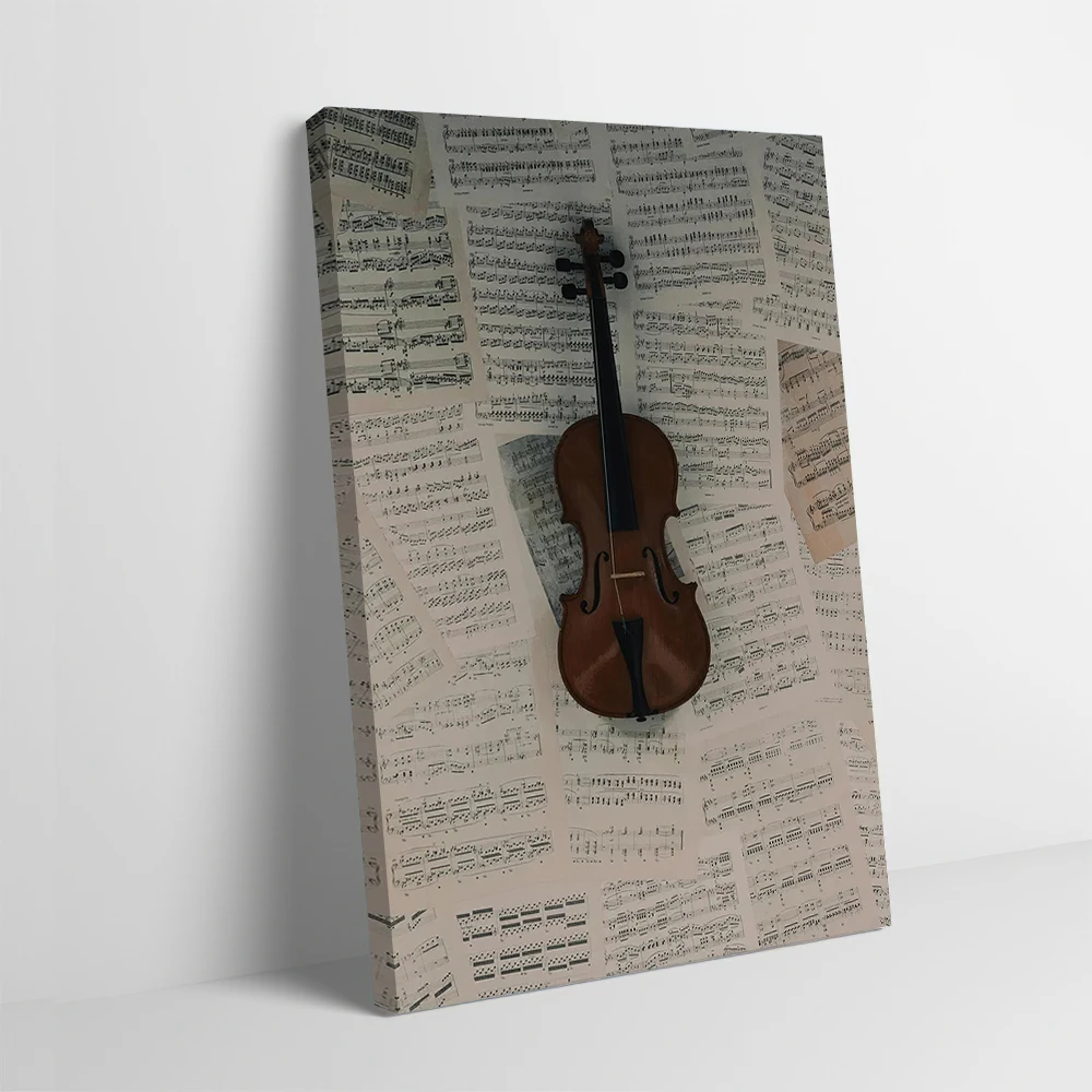 Violin on Sheet Music Background Poster Customizable Printed Canvas Painting for Pictures Wall Art Home Decoration Ornaments