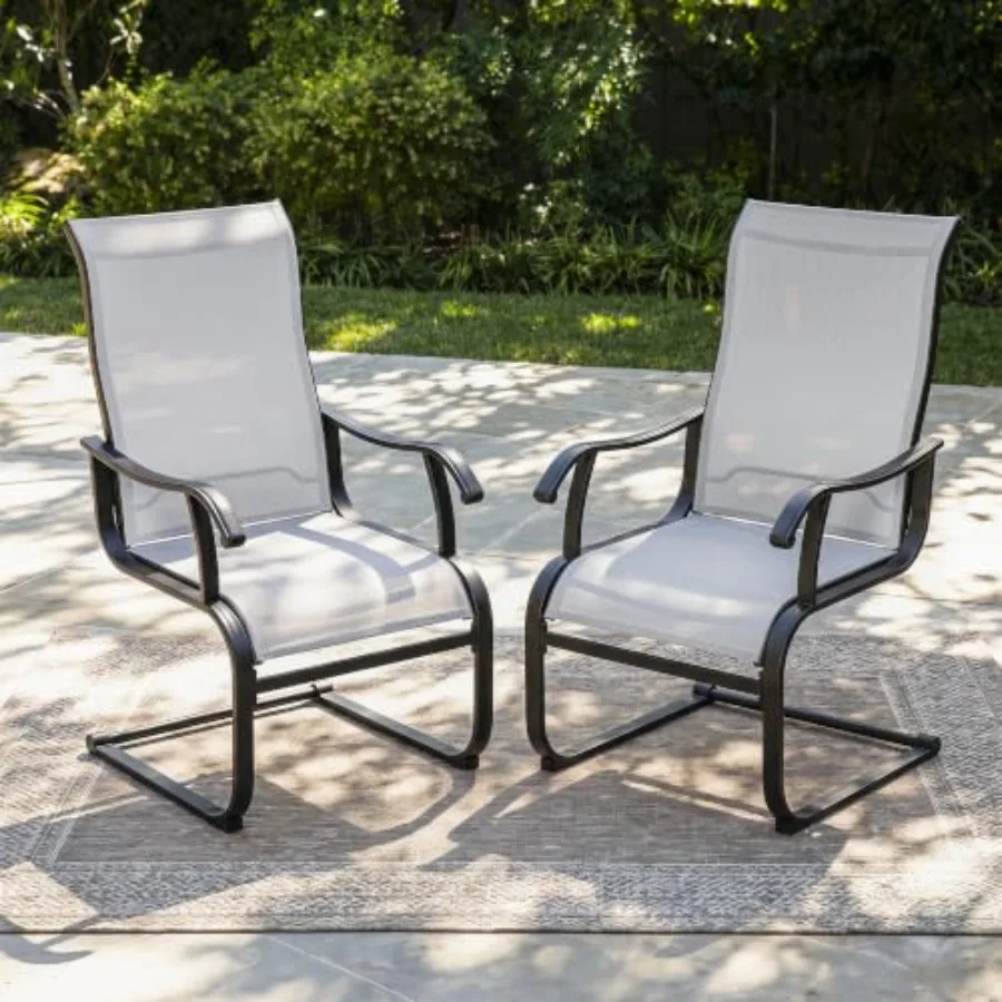 Patio Dining Chairs Set of 2, Breathable Textilene Outdoor Chairs with High Back and Armrests, All-Weather Metal Frame for Back