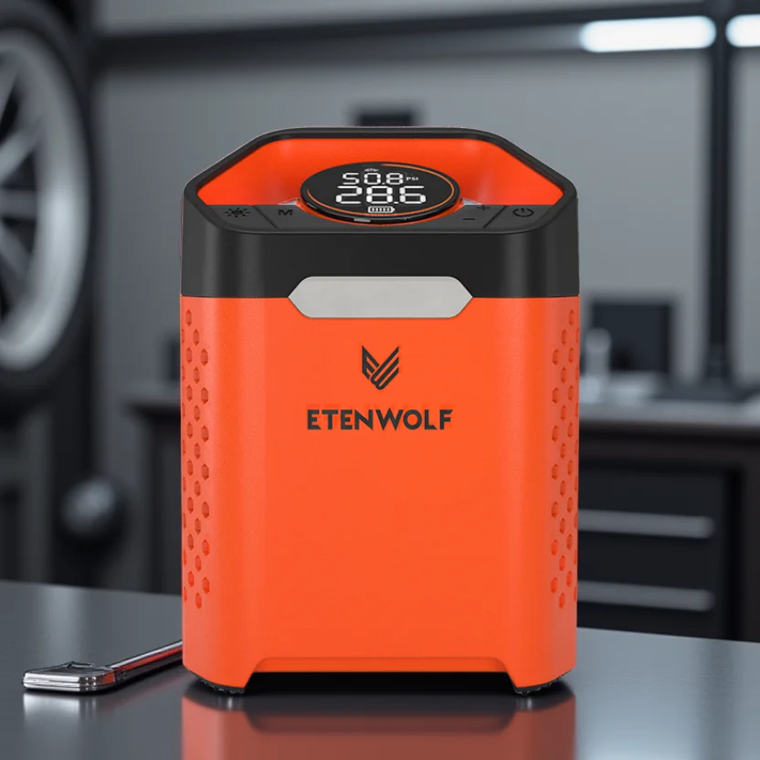 ETENWOLF ZEPHYR V3 Compressor de carro portátil 160 PSI 100% Duty Cycle Inflador de pneus de carro 7800mAh para carros, motocicletas, bicicletas, bolas