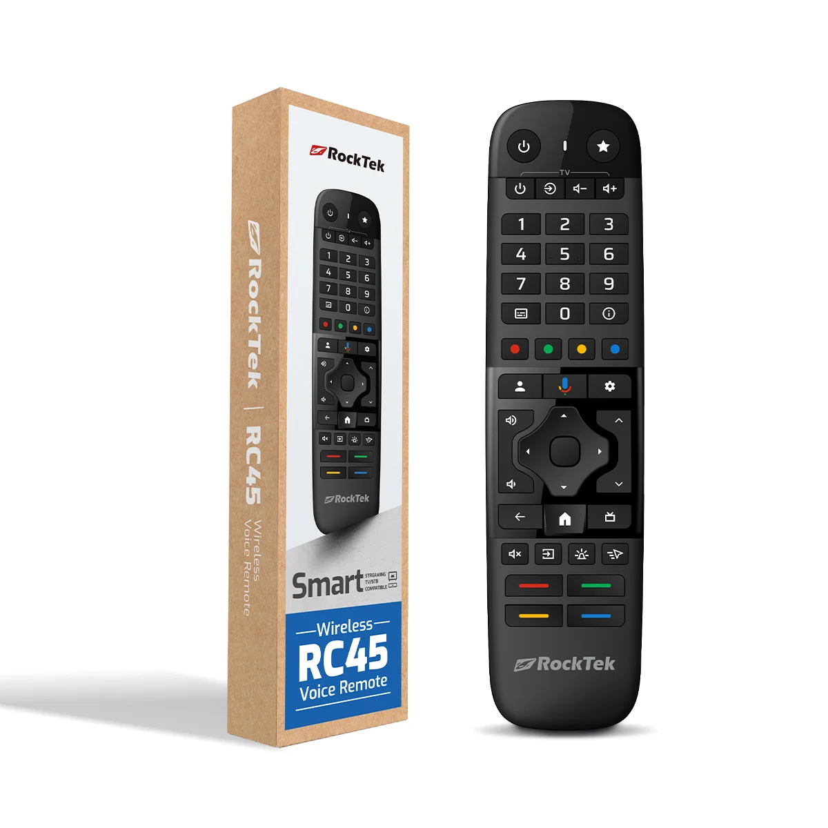 RockTek RC45 Wireless Voice Remote Compatible with Google TV BOX RockTek G2 GX1 GT1 TV Box GB1 GS1 Dongle KICKPI KP1 KP2 Mecool