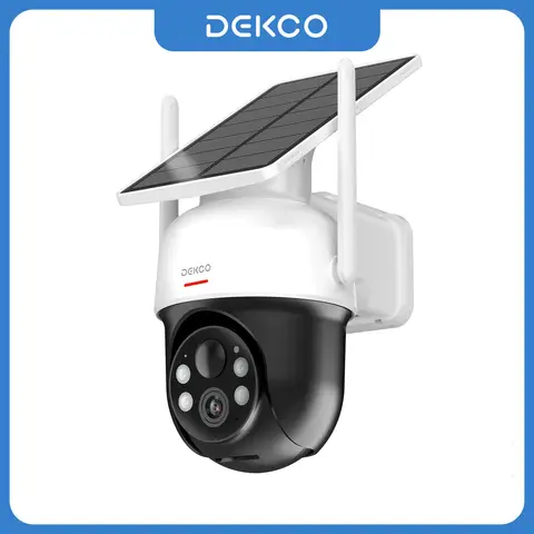 Dekco 3MP 100% Wire-Free Solar WiFi Camera 5000mAh Battery Two-way Audio Security Camera Wireless Solar Panel PTZ CCTV Camera