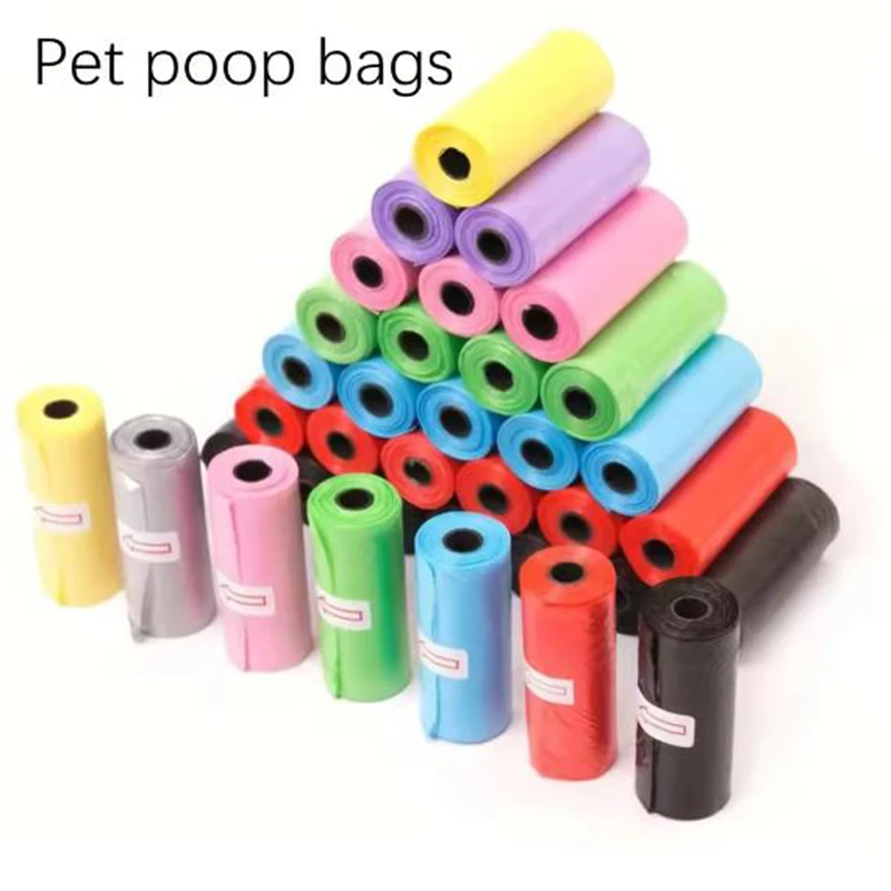 Saco de cocô de cachorro para limpeza ao ar livre saco de cocô ao ar livre limpo animais de estimação suprimentos para cão 15 sacos/rolo recarga saco de lixo suprimentos de limpeza de animais de estimação