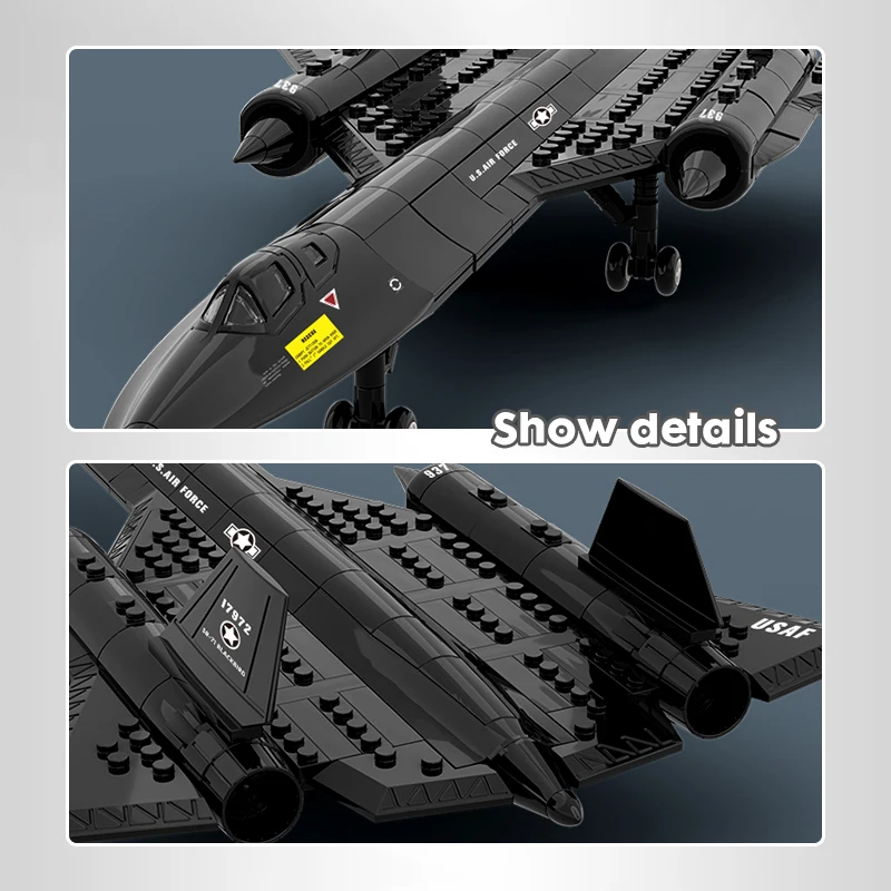 US Air Force SR-71 Blackbird Reconnaissance Airplane Alloy Model Fighter Assembling Building Block Toy Children Block Toys Gift