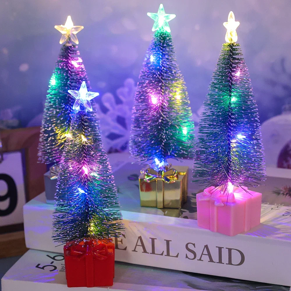 Mini Luminous Christmas Trees Electronic LED Lights Children Gifts New Year Christmas Party Ornaments Home Desktop Decorations