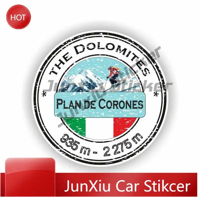 

Наклейка для автомобиля, двери, шлема, всепогодная, прочная, с изображением горных пейзажей Доломитов, Италия, для лыжников и сноубордистов, дизайн Plan de Corones Kronplatz