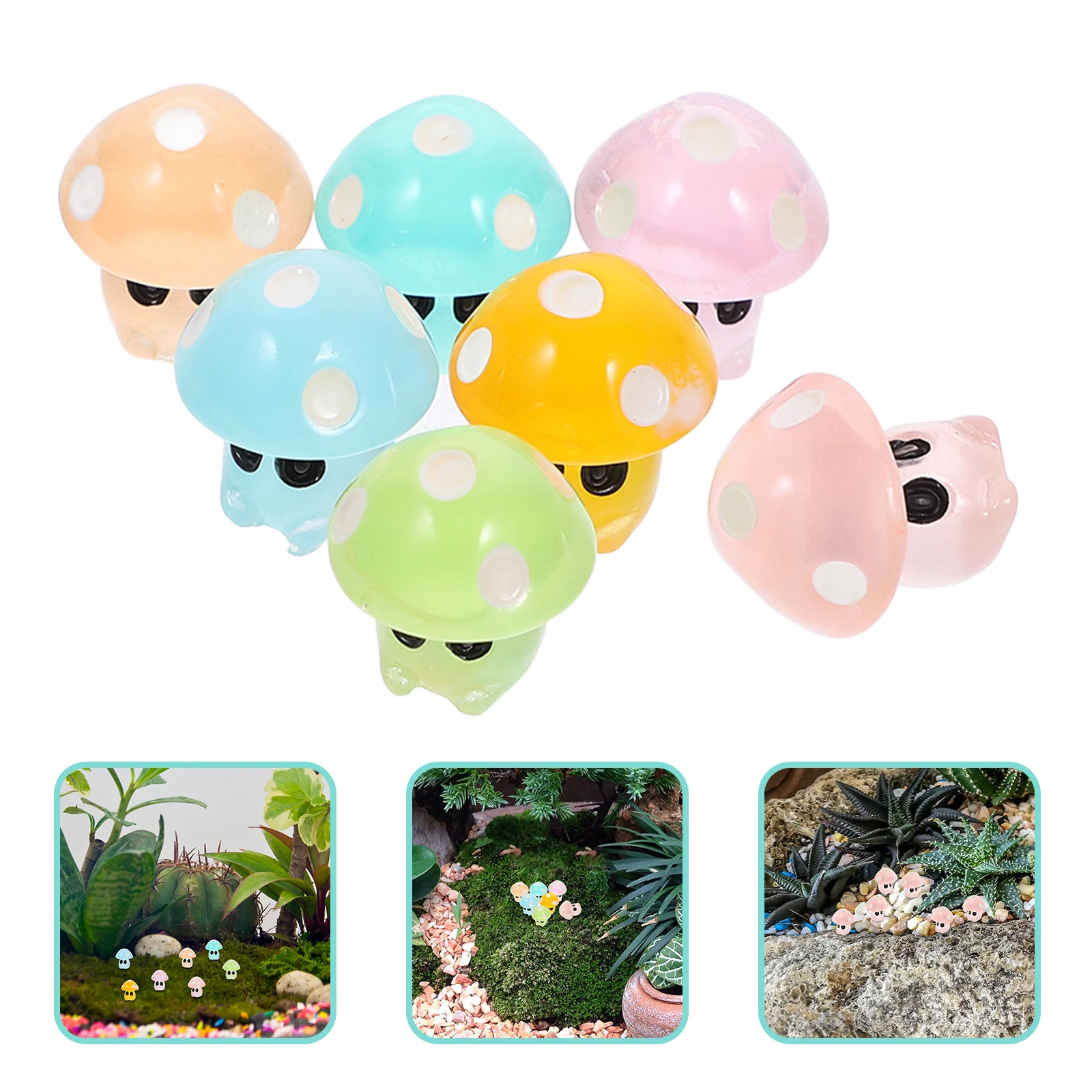 

Glow-in-the-dark Mushroom Ornaments Garden Glowing Mushrooms Terrarium Decor Luminous Miniatures Landscape Outdoor