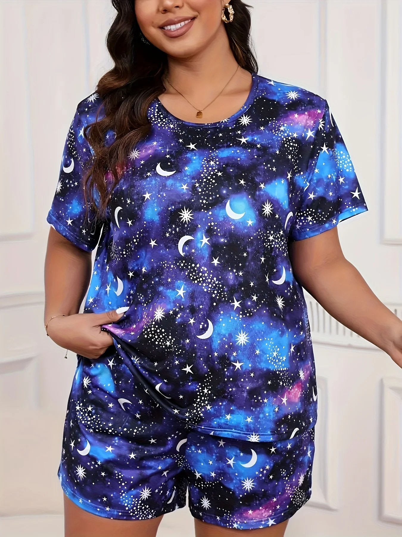 

Large Size Short Sleeved Set, Comfortable And Versatile Two-piece Set