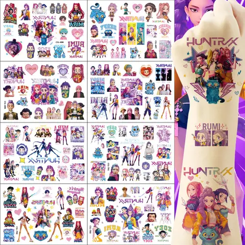 1Pcs Neue Cartoon Kpop Dämon Jäger Temporäre Tattoo Aufkleber Rumi Nette Wasserdichte Tattoo Für Lustige Party Geschenk