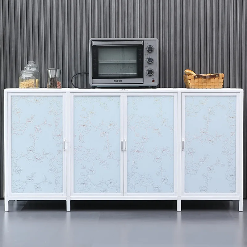 Household rural kitchen storage rental room simple aluminum alloy storage cupboard with door