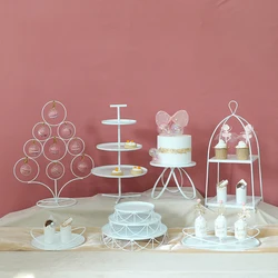 European White Dessert Table Decoration Wedding Table Display Frame Set Macaron Afternoon Tea Cake Dessert Tray