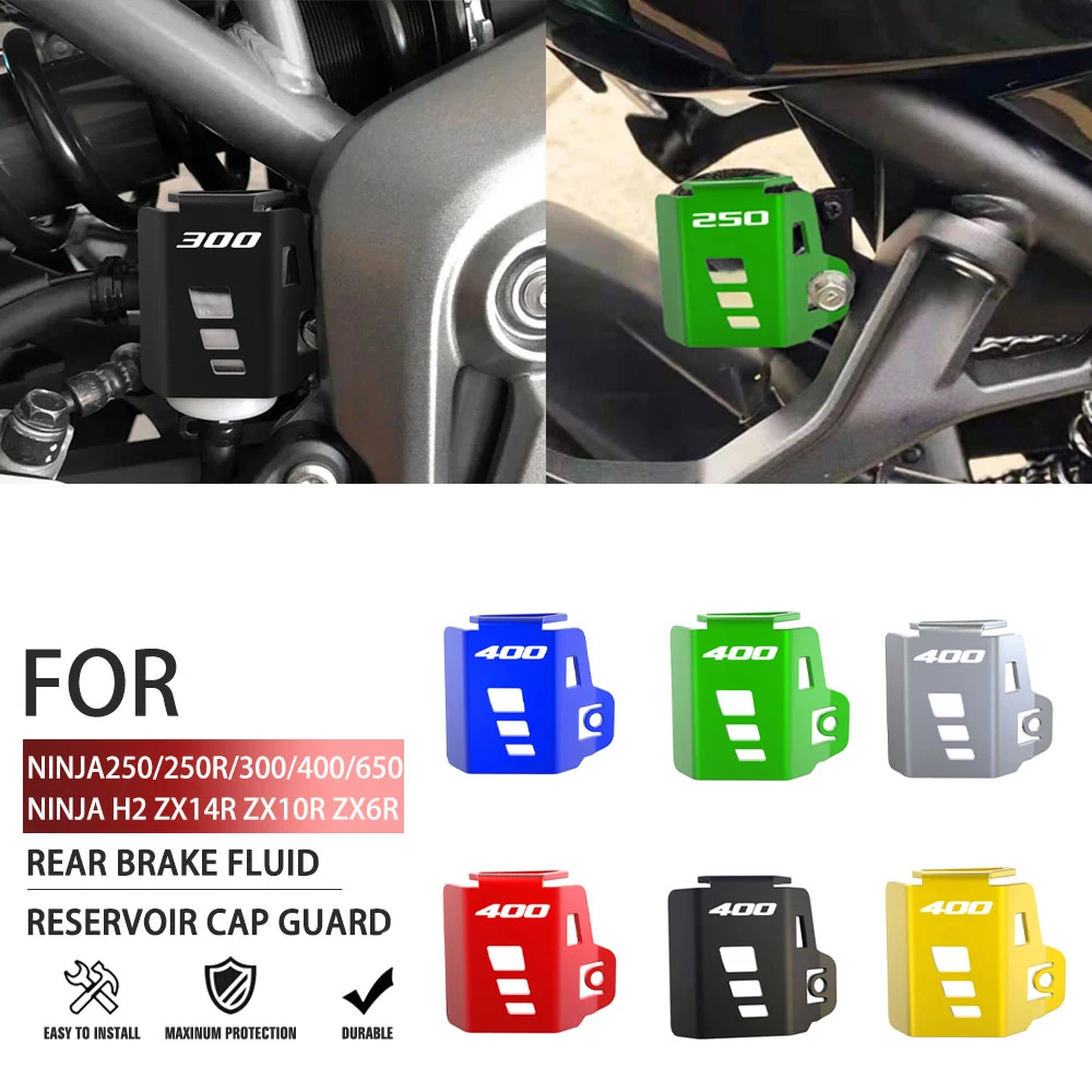 For Kawasaki Ninja400 300 650 Z1000 Z750 Z900 Z400 Z800 Z650 Motorcycle CNC Rear Brake Fluid Reservoir Cap Cover Guard Protector