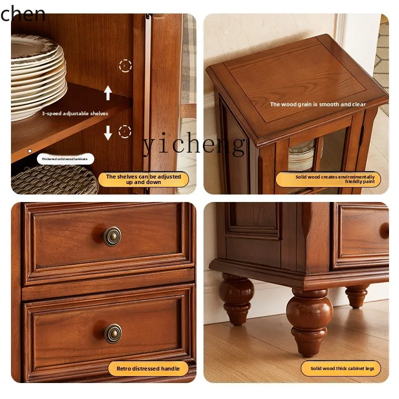 HXL الخشب الصلب باب واحد غرفة المعيشة خزانة جانبية تخزين النبيذ الزجاجي