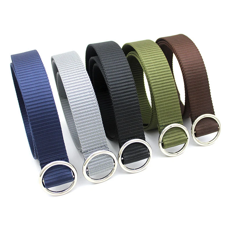 حزام قماشي بسيط للنساء والرجال ، بلون ثابت ، مع مشبك معدني ناعم ، متعدد الاستخدامات ، للجينز ، للشباب والطلاب