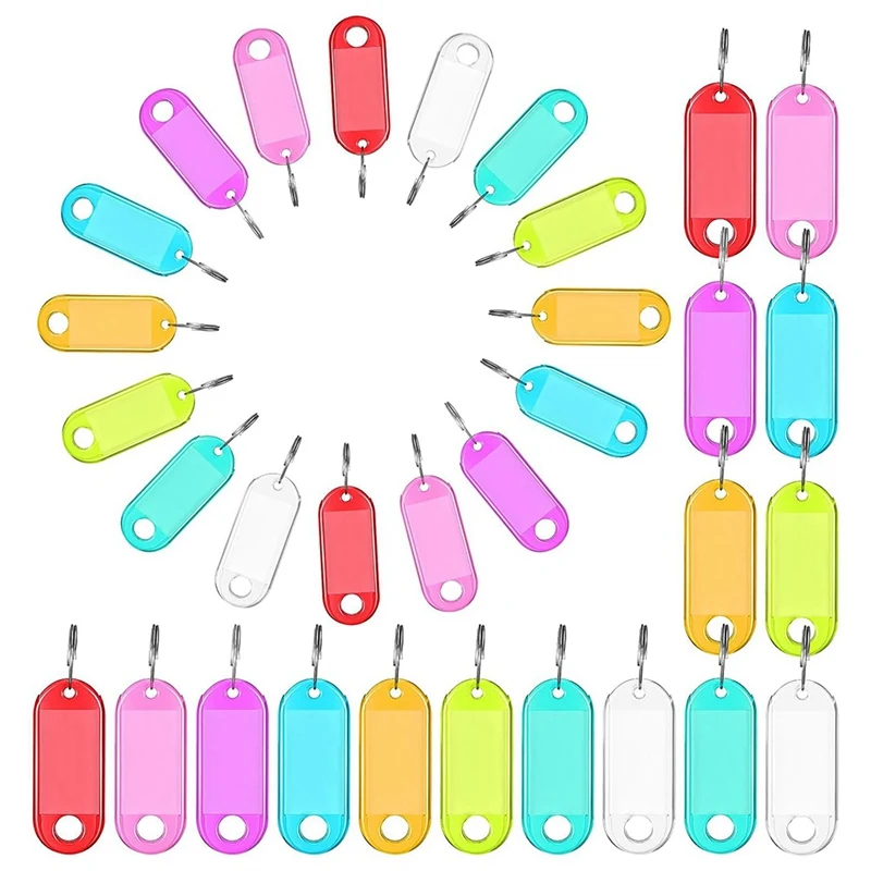 

200 Pieces Key Tags Double Sided ID Keychain Tag Key Tags Identifiers Key Labels With Ring Flexible Key Ring, 8 Colors