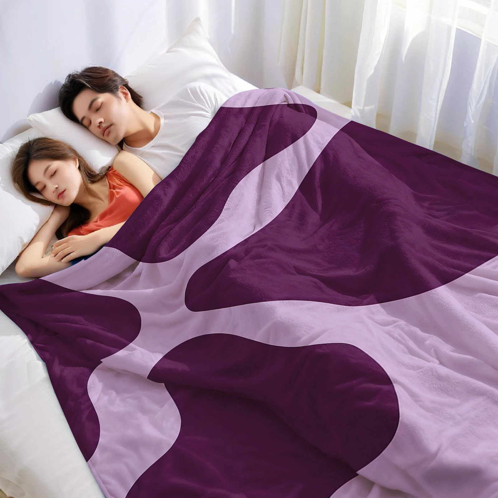 Purple Cow Spot Christmas Fleece Throw Blanket Soft Warm Cozy Xmas Home Decor for Bed Sofa Couch Holiday Present