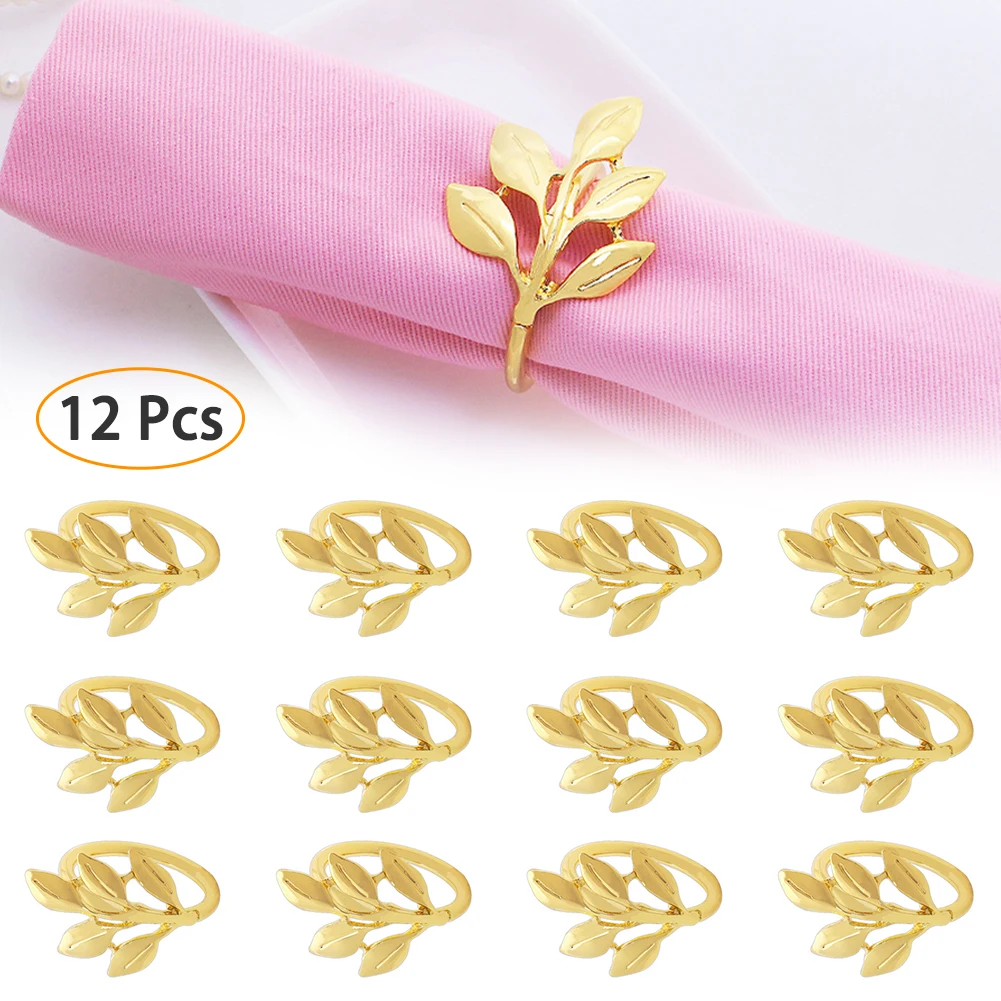 

12pcs/lot Exquisite napkin ring metal plating napkin ring fashion maple napkin buckle desktop decorations