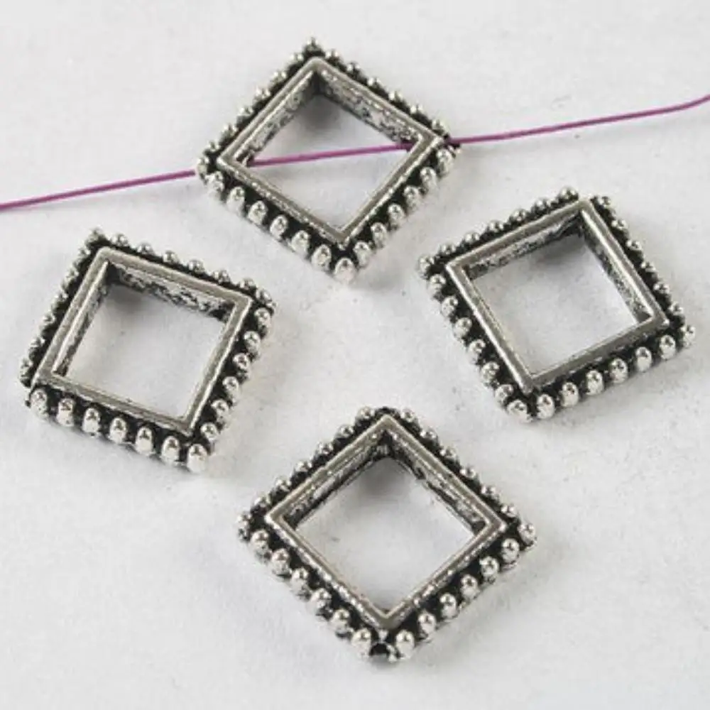 15PCS 16x17mm DARK SILVER TONE RHOMBUS SPACER BEADS H3653