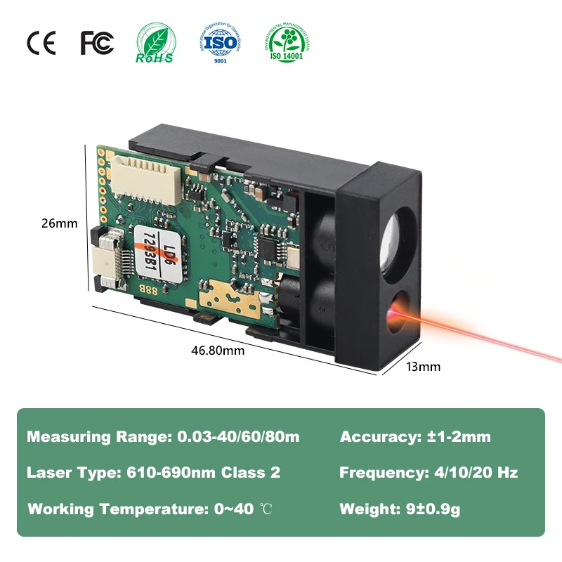 LDK 40m Infrared Laser Distance Sensor Module 4-20ma Optical Laser Sensor I2C Photoelectric Distance Sensor