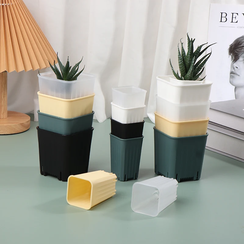 Petit pot de fleurs carré épaissi pour plantes succulentes, pot de culture de pépinière, mini jardinière quantique, décoration de jardin, 5 cm, 8cm, 5 pièces