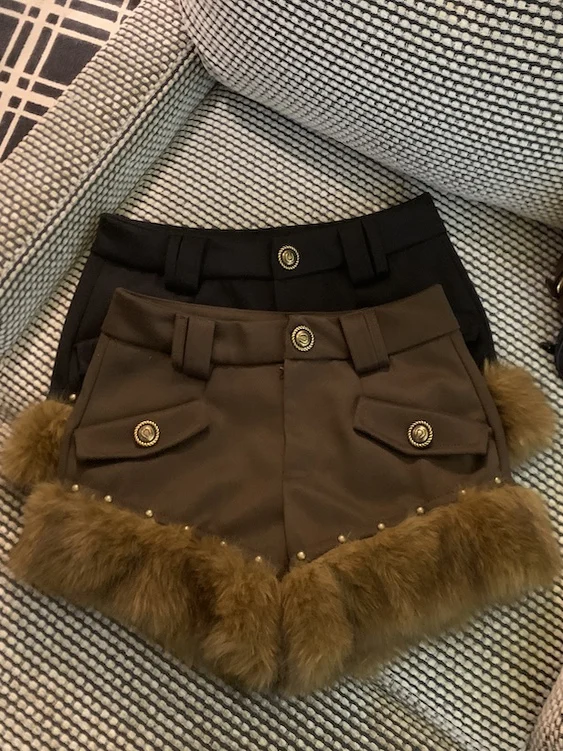 Taille haute américain Sle fourrure jambe large ort pantalon femme pantalon décontracté automne hiver minceur Bootcut pantalon