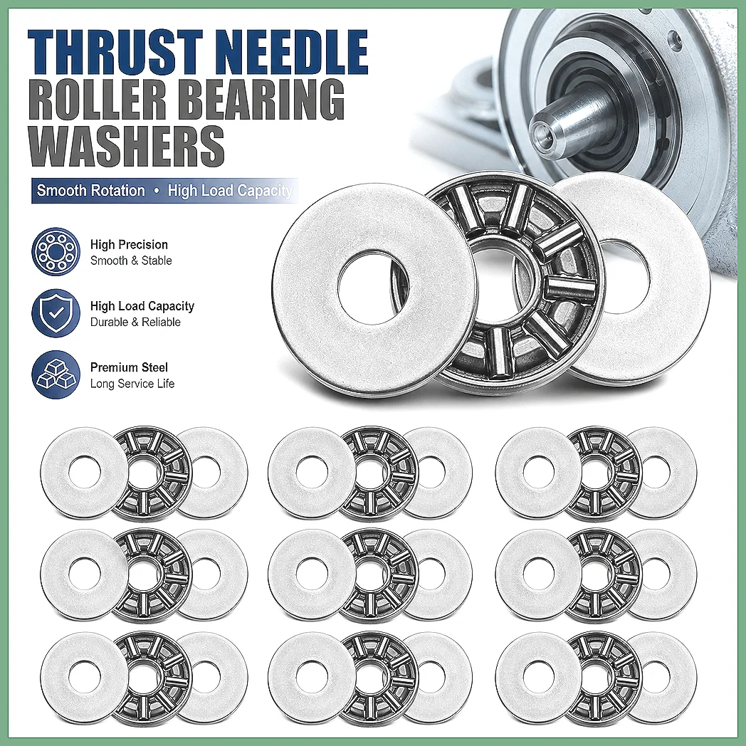 4/10Sets Thrust Needle Roller Bearings with Washers Chrome Steel P5 ABEC-5 AXK0619/0819/0821/1024 +2AS Precision