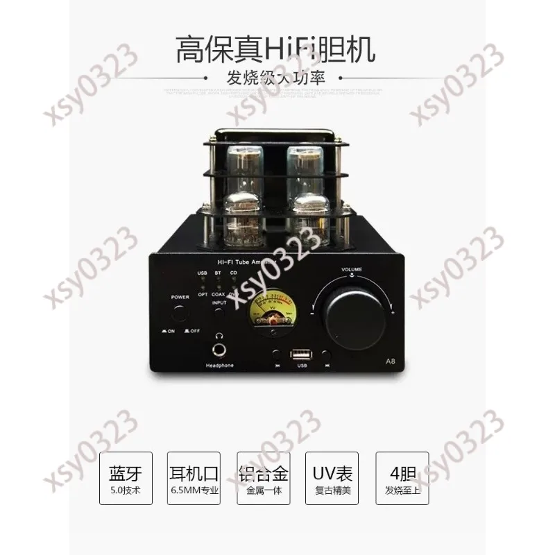 Hybrid Tube Transistor Amplifier Bluetooth 5.0 HiFi Stereo Amp With Built-in Headphone Output