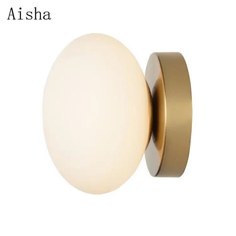 Wall Lamp with Plug Modern Golden Glass Ball Wall Light Simple Room Home Decoration Sconces for Study Corridor Indoor Lighting