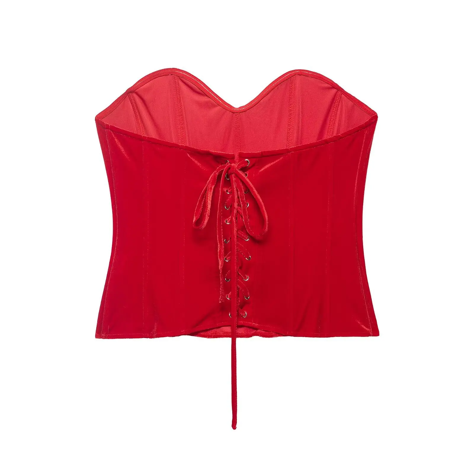 

Women's Fashion Tube Top Skirt Sets For Woman Casual Red For Woman Elegant Red Velvet For Women Detail High Waisted Shiny 3LAB