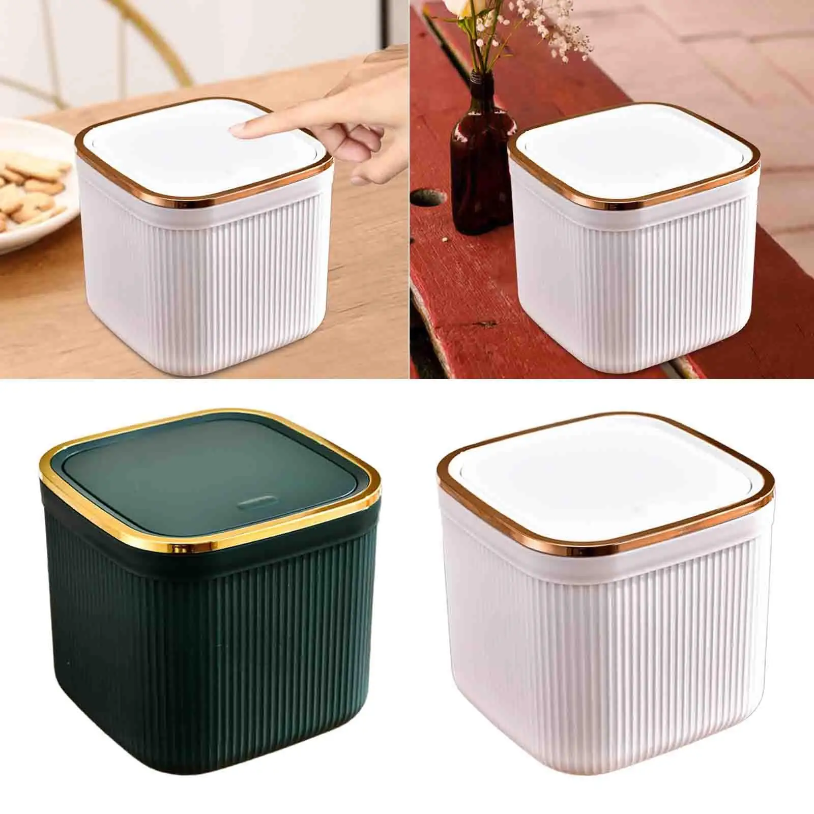 Small Trash Can Mini Wastebasket Portable Modern Dustbin Desk Trash Bin Waste