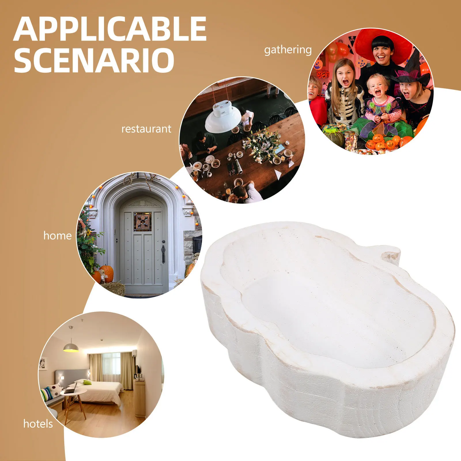 

Lunch Fruit Pumpkin Wooden Design Salad Dessert Serving Bowl Kitchen Food Container Reusable Household Bowl