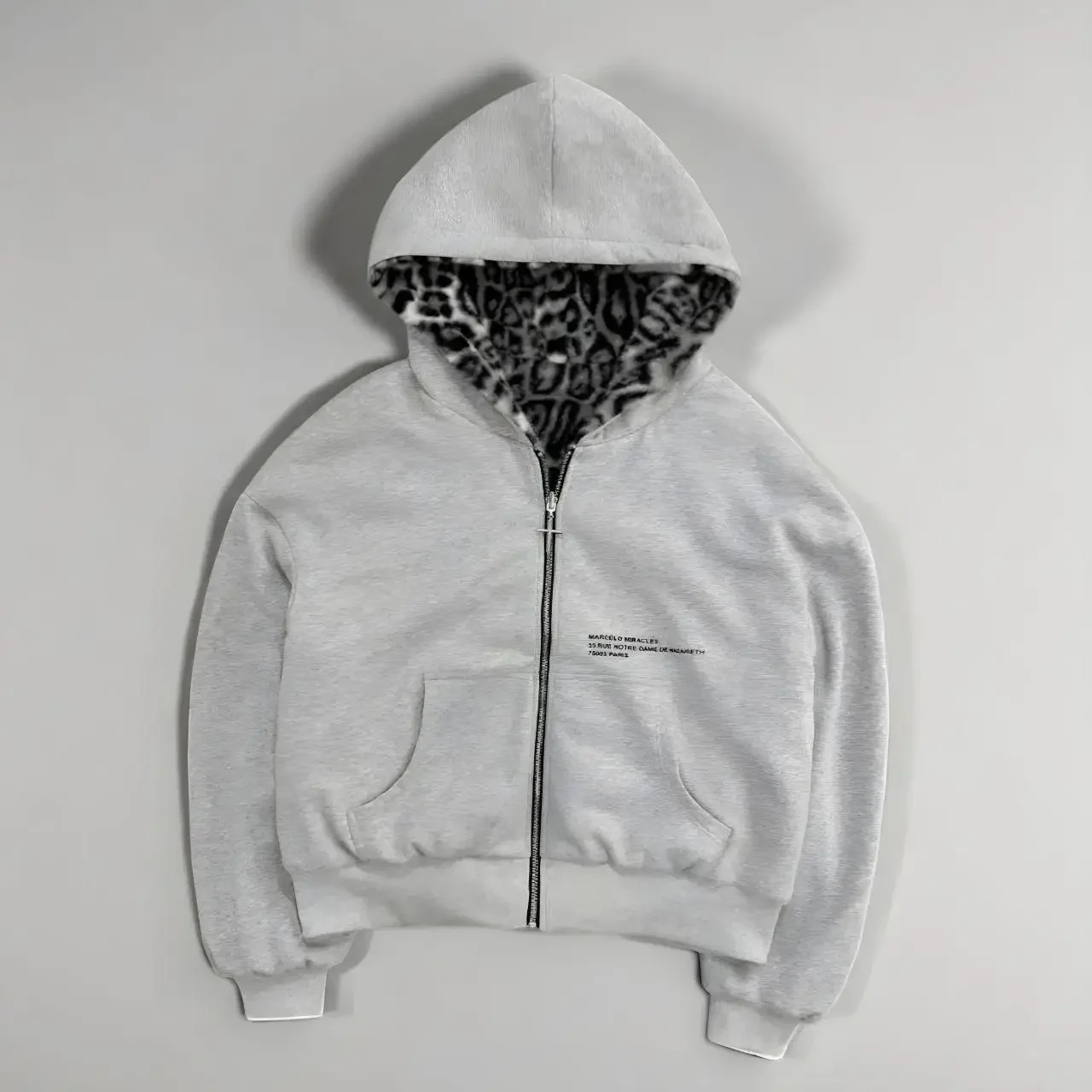 Black Marcelo Miracles Hoodie Cross Detail Fur Lining Comfortable