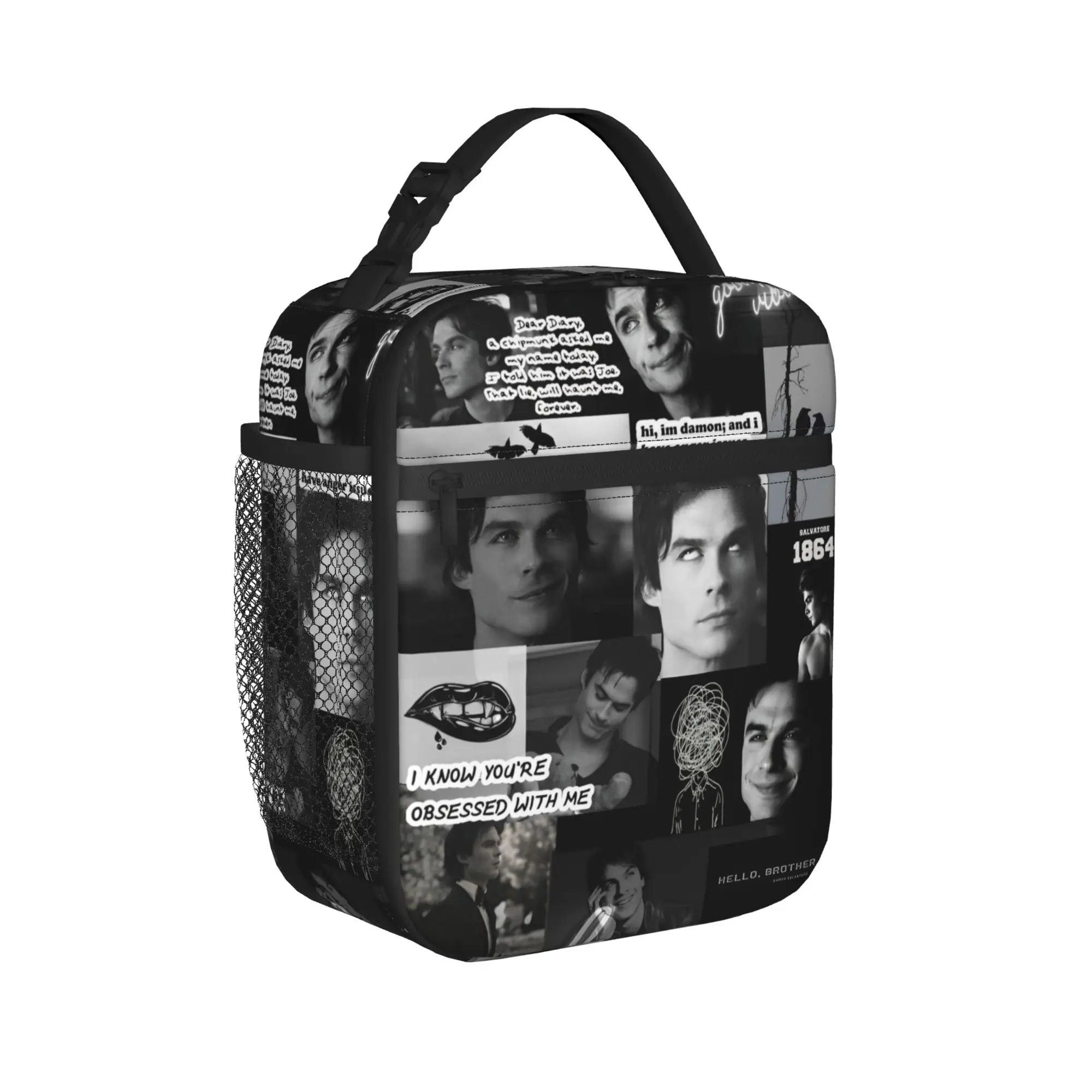 Damon Salvatore Insulated Lunch Bag High Capacity The Vampire Diaries Lunch Container Thermal Bag Tote Lunch Box Beach  Picnic